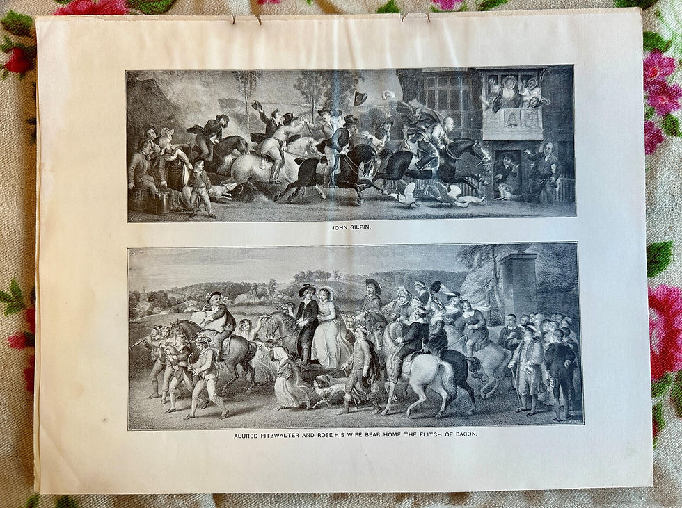 Antique Print, Bring Home the Bacon, The Dunmow Trials, English Literature Art