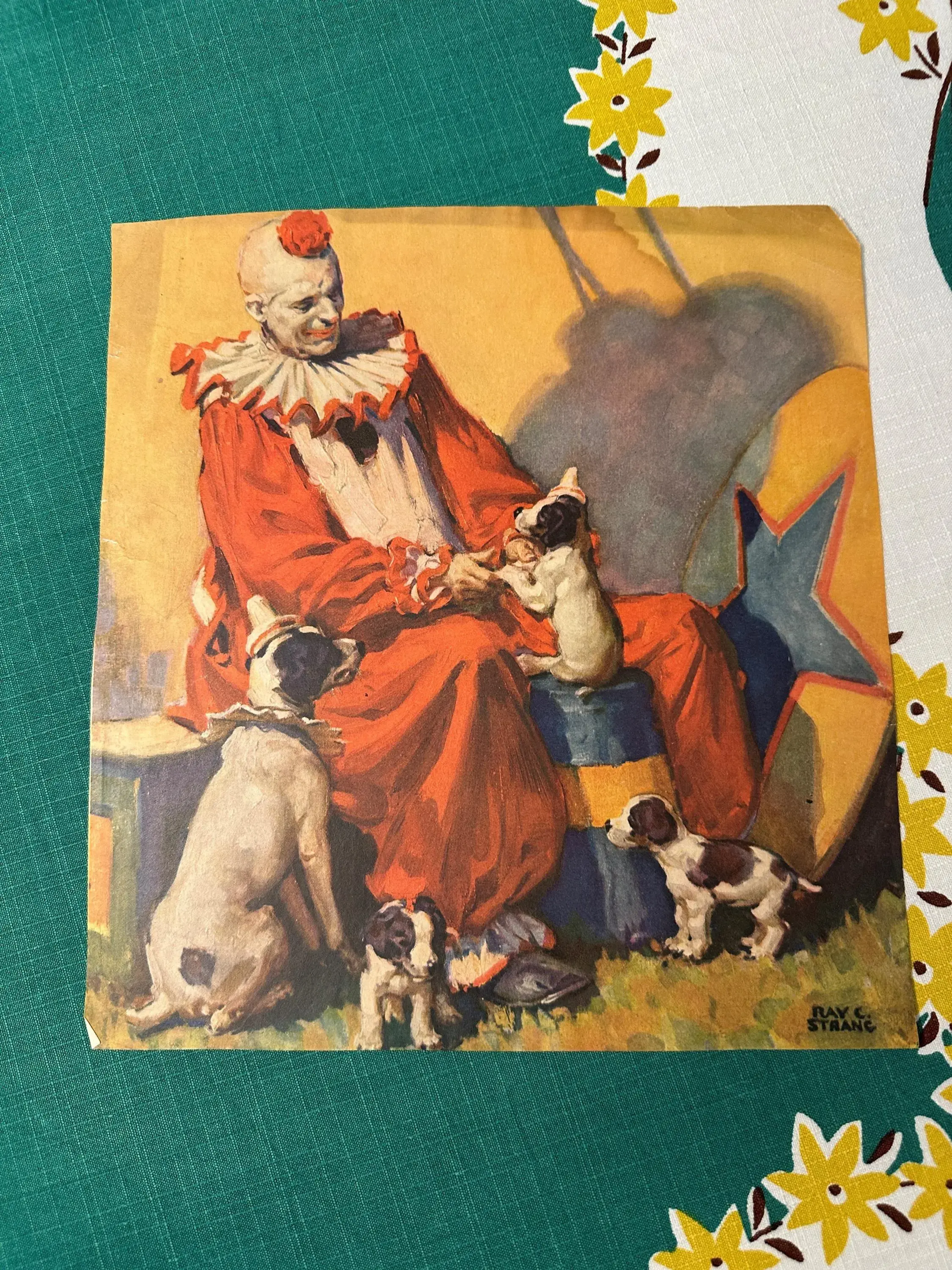 Circus Clown and Show Dogs by Ray C Stranc, Country Gentlemen's Magazine Cover