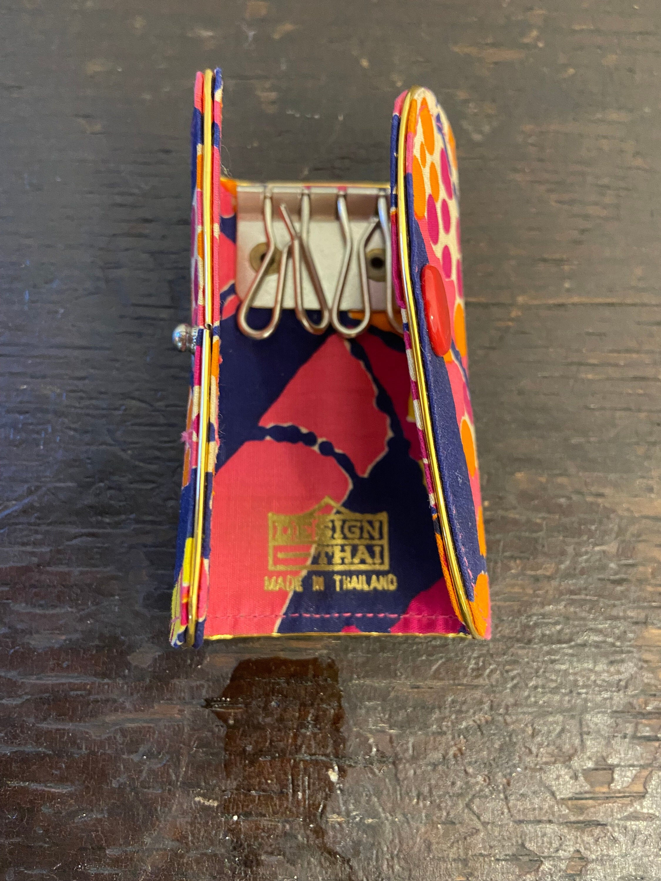 Vintage 60S 70s, Hippie, Flower Key Ring Wallet, Abstract Print Key Holder