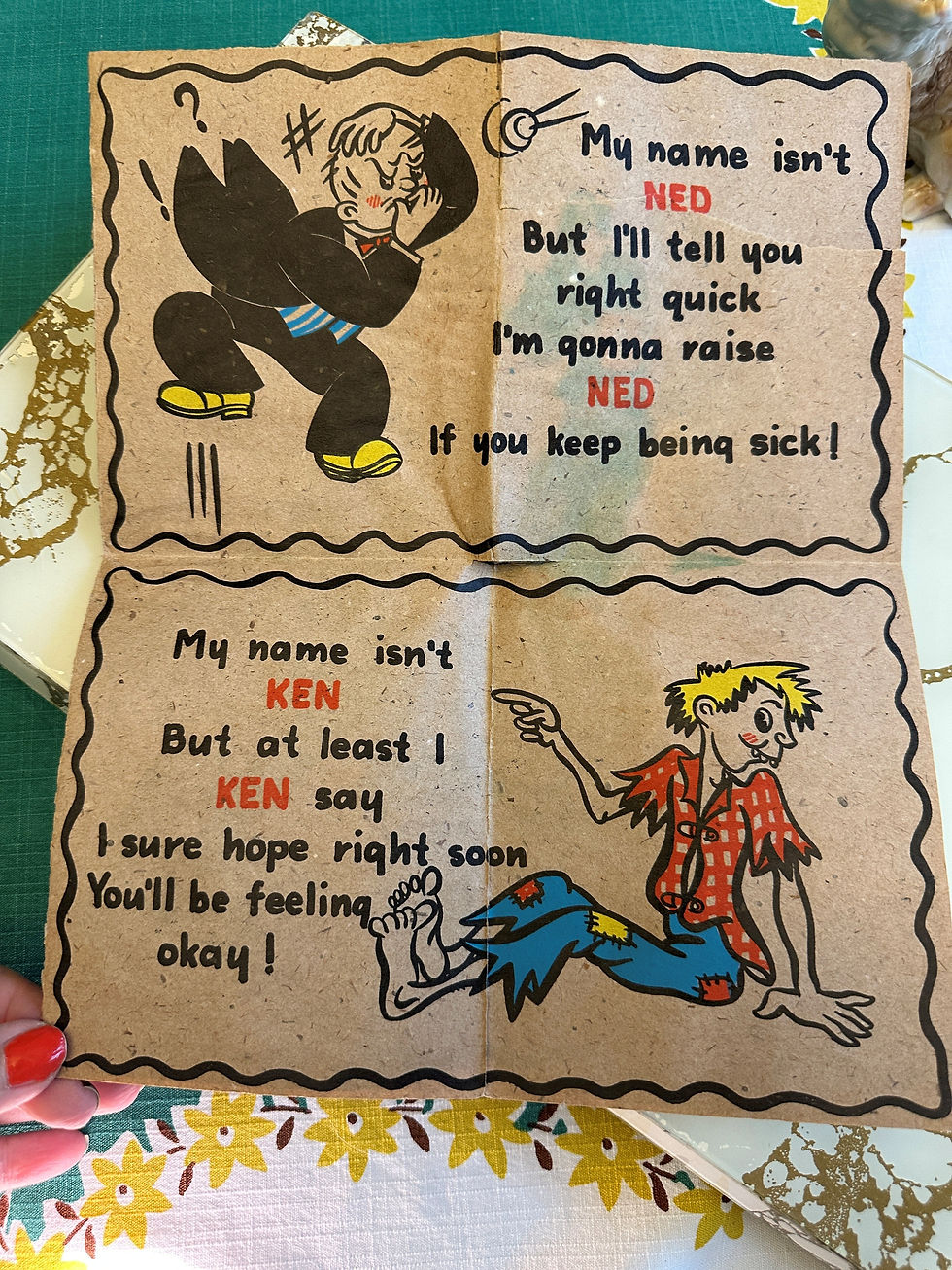 Thumbnail: Get Well Card, 1940s Unique, Funny Characters, RARE, Silly Card for kids