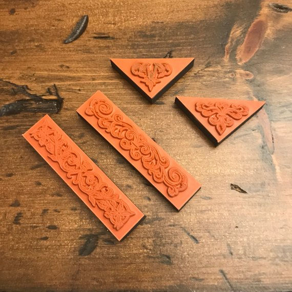 Thumbnail: Rubber Stamps, Set of Decorative Boarder Stamps, Scrap Booking