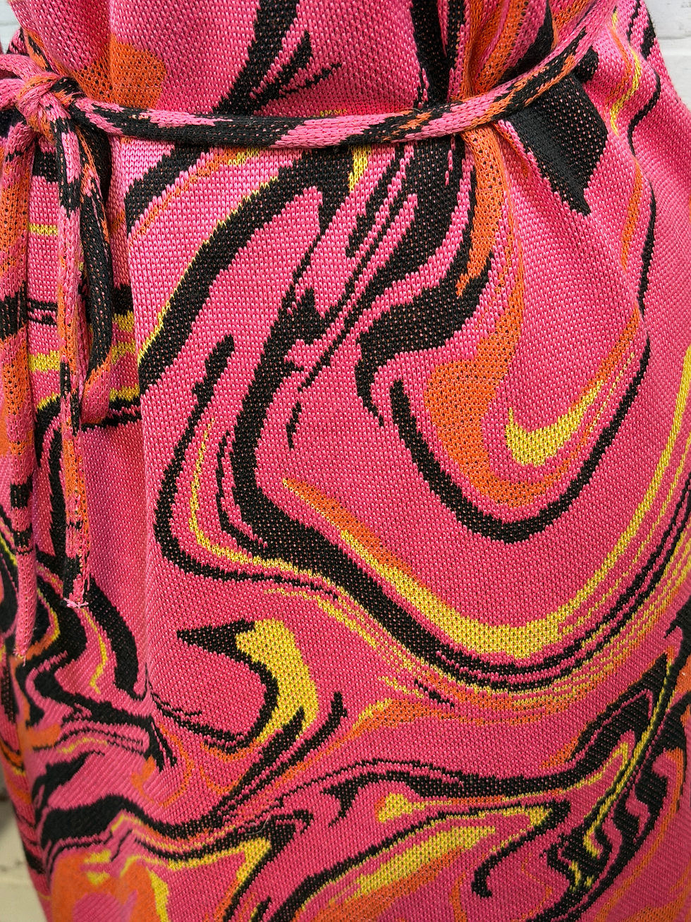 Thumbnail: Zara Knit Turtleneck Midi Dress Pink Swirl Psychedelic Belted Bodycon  (CL-A292)