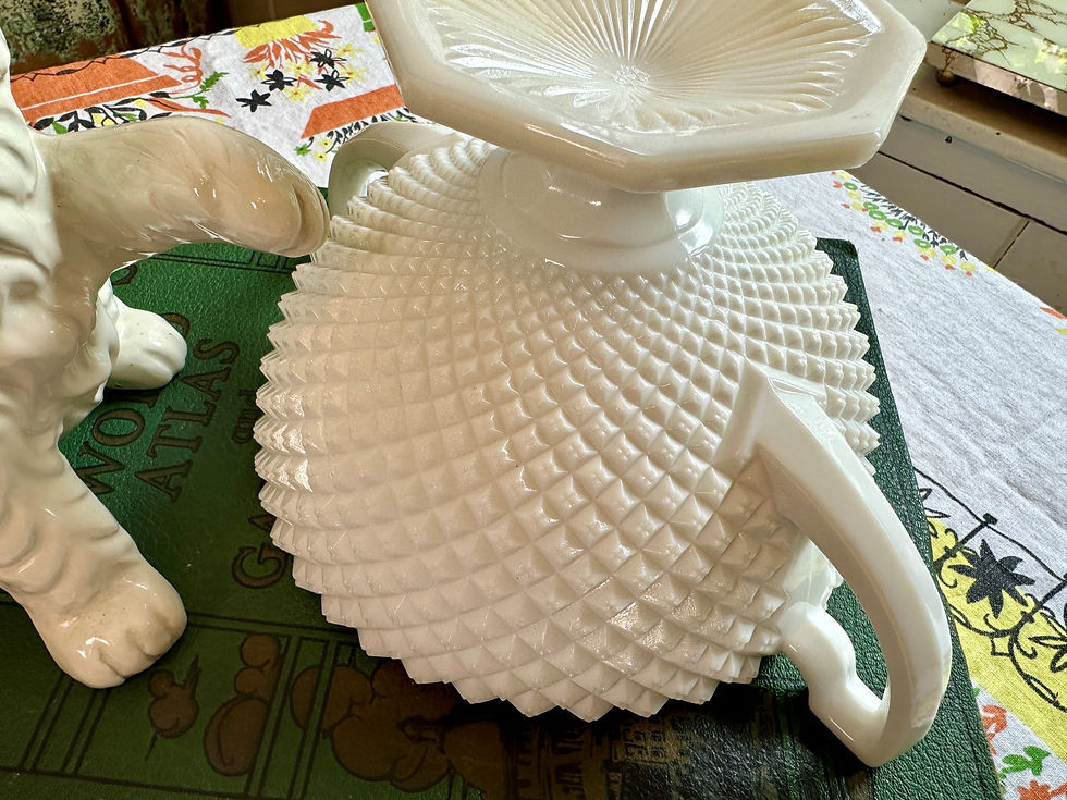 Thumbnail: Vintage Milk Glass Bowl, Diamond Hobnail, Trophy Compote, Westmoreland (HG-A123)