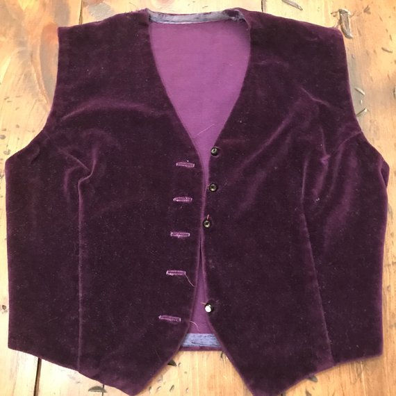Vintage Vest, Purple Velvet Vest, Steampunk, Costume Part, Gypsy Costume, Hobo