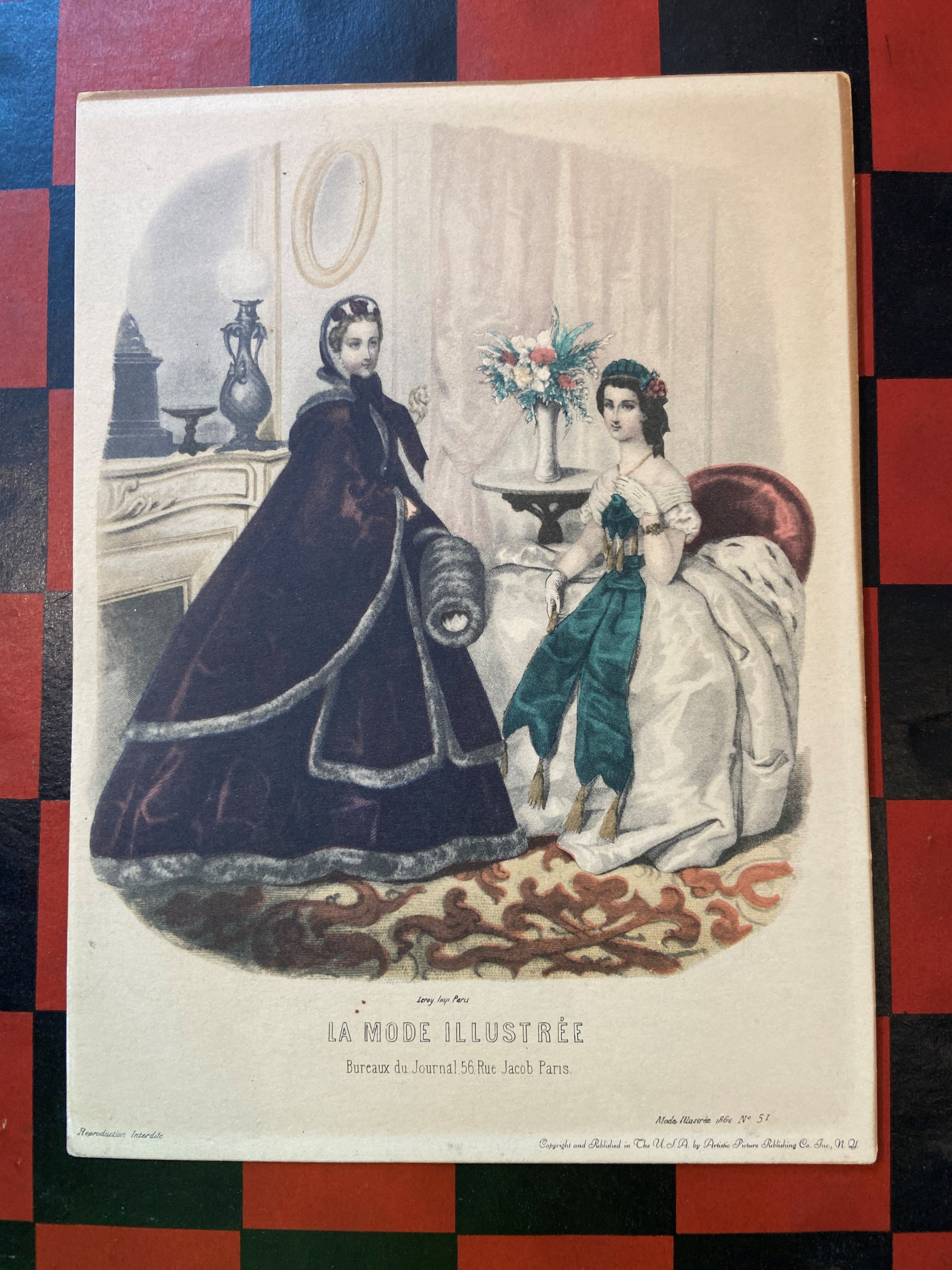 Vintage La Mode Illustree Print, 1950s Reproduction Artistic Picture Publishing