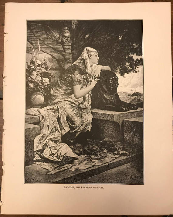 Thumbnail: Antique Print, Lithograph, Egyptian Princess, Ancient Egypt Art