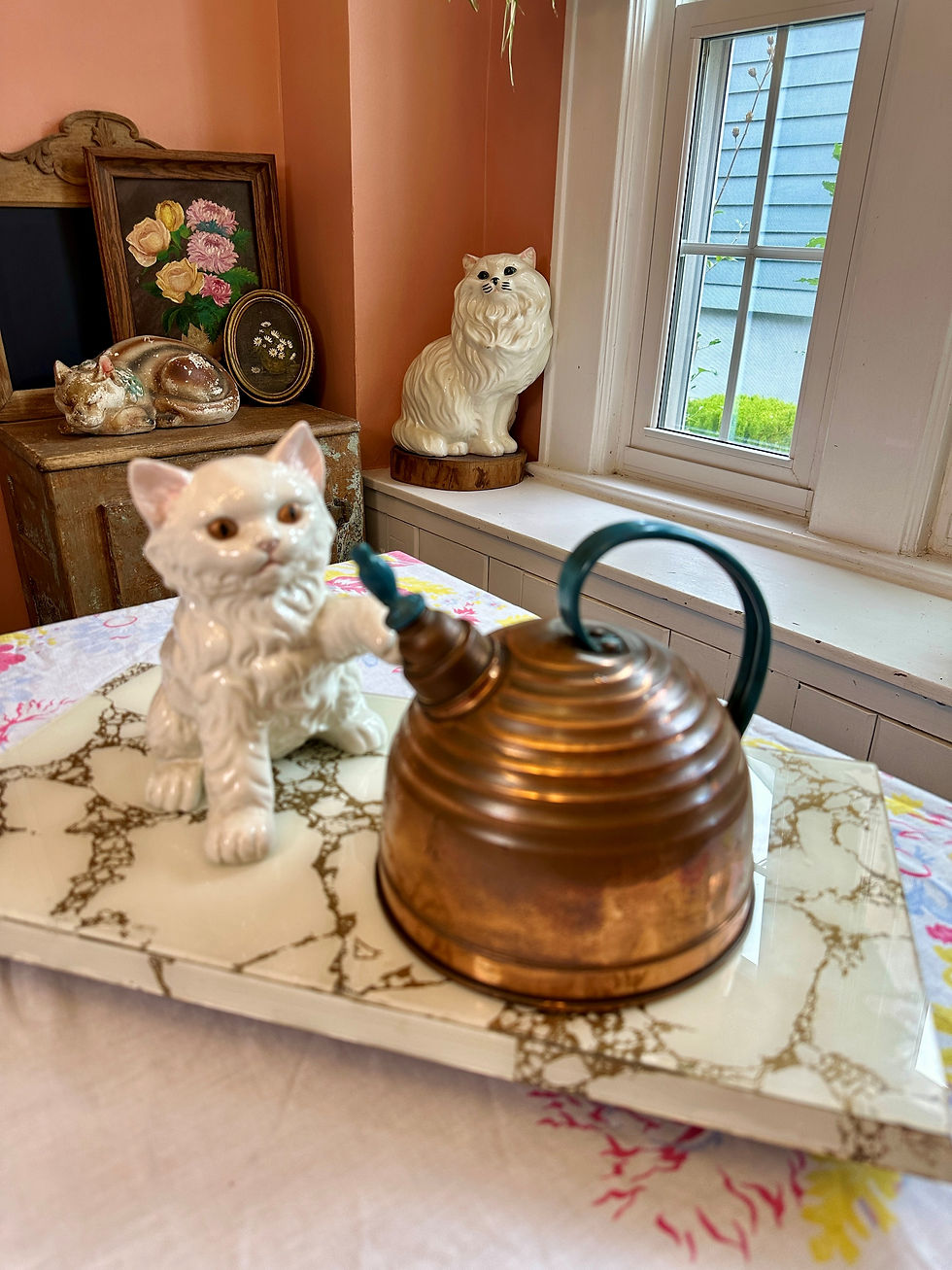 Vintage Copper Kettle, Beehive Whistling Kettle, Teapot, 1930s-1950s (HG-A148)