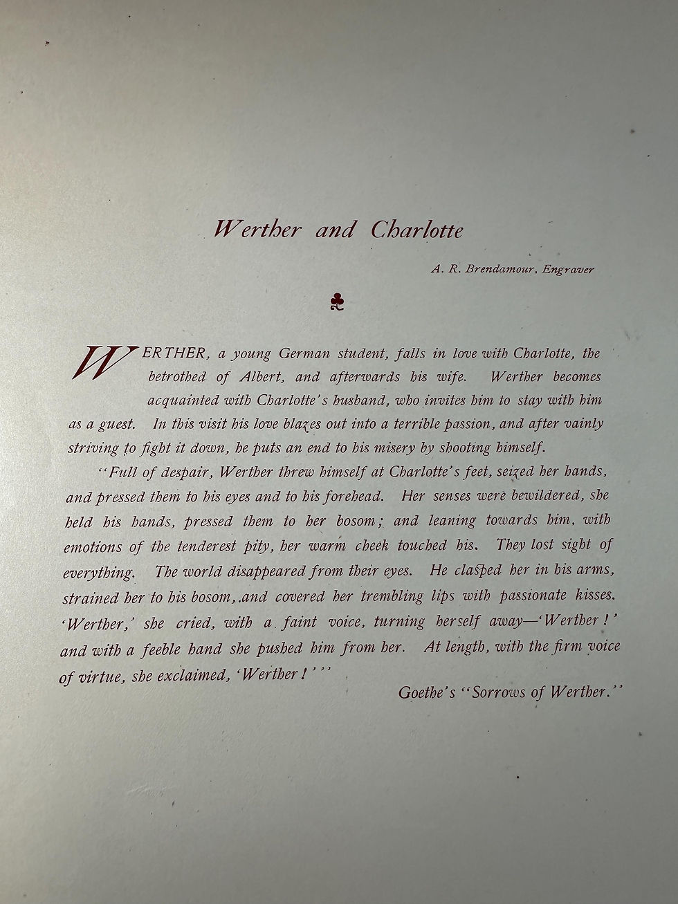 Thumbnail: Antique Print, Goethe’s  “Sorrows of Werther” AR-A499