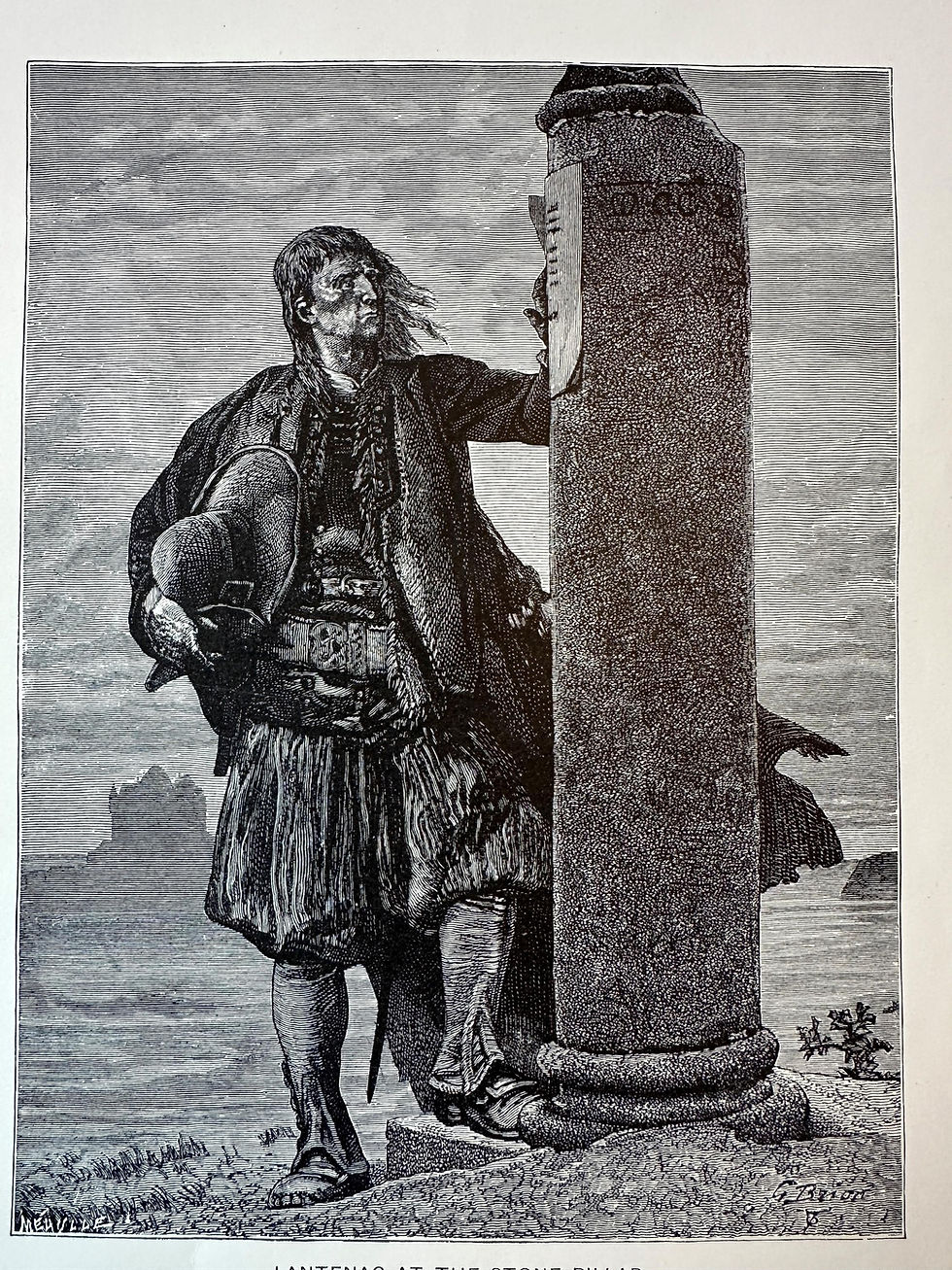 Antique Print, Victor Hugo, Ninety-Three, Lontenac at the Stone Pillar, 1892