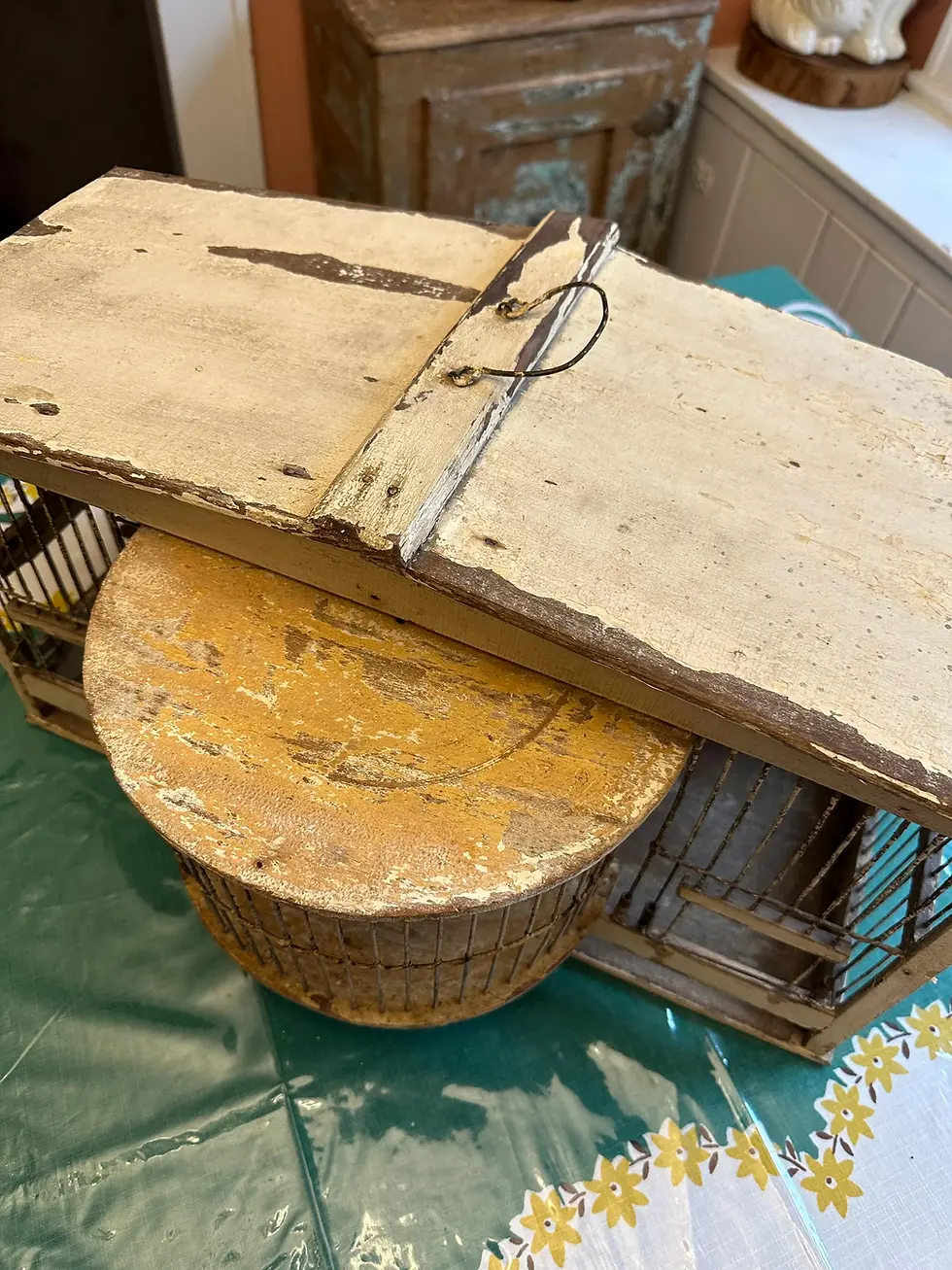 Thumbnail: Primitive Birdcage, Antique Bird Carrier, Handmade, Country Decor (OD-A063)