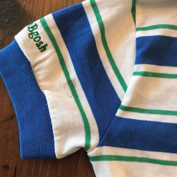 Thumbnail: Vintage Boy Polo, 80s Oshkosh B’Gosh, Osh Kosh, Blue, White Striped Ringer, Boys