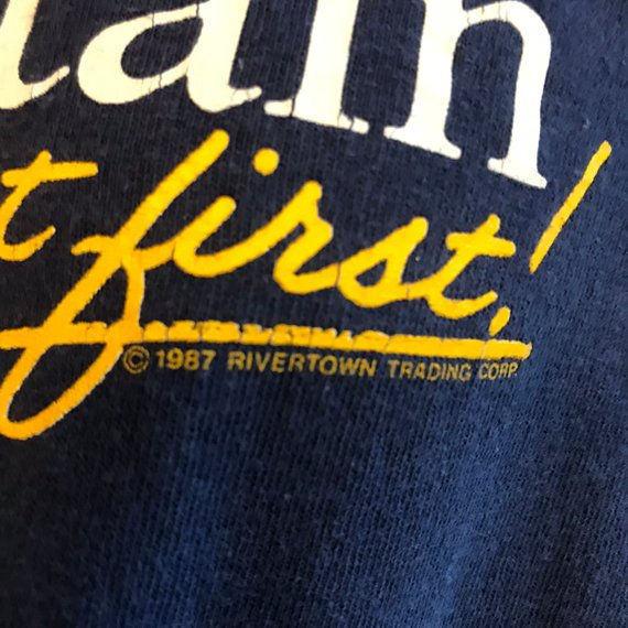Thumbnail: Vintage Tshirt, 80s T-shirt, Life is Uncertain, so eat dessert first! Slogan Tee