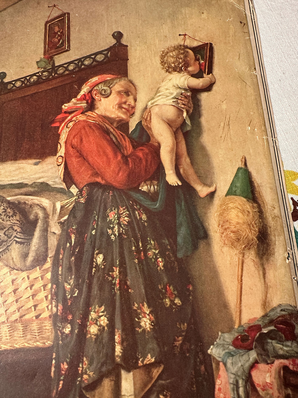 Thumbnail: Antique Print, Faith by Luigi Ferrazzi, Grandma and Baby, Fratelli Branca & Co