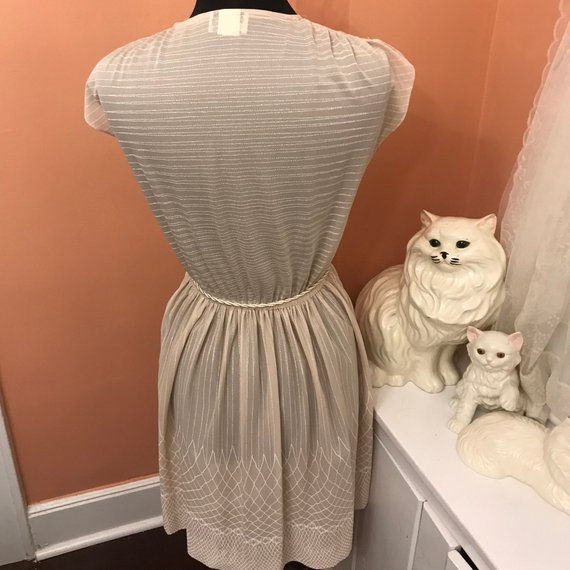 Thumbnail: Vintage Dress, 80s Dress, 70s Dress, Sexy Secretary, Sue Brett, Beige Chiffon