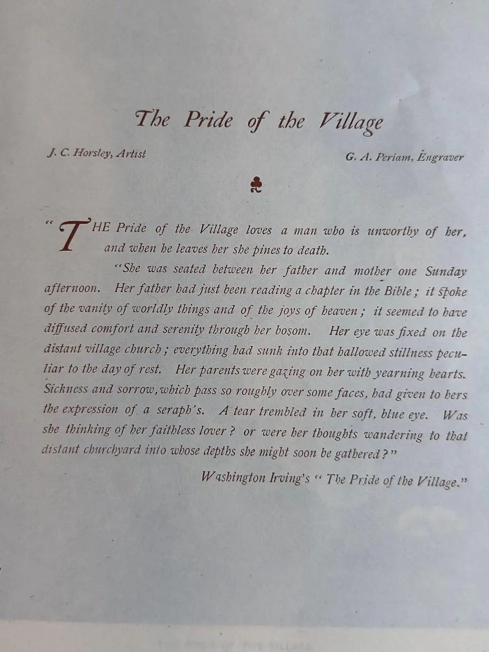 Thumbnail: Antique Print, The Pride of the Village by Washington Irving, Country Scene