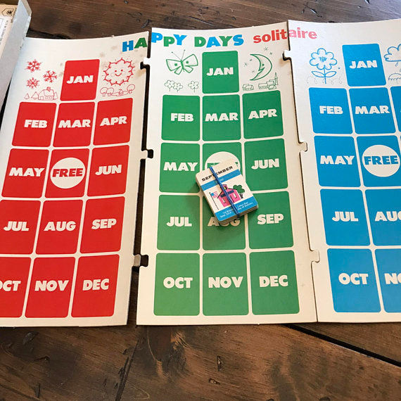 Thumbnail: Vintage Game, Happy Days Solitaire, 70s Board Game, Calender and Months