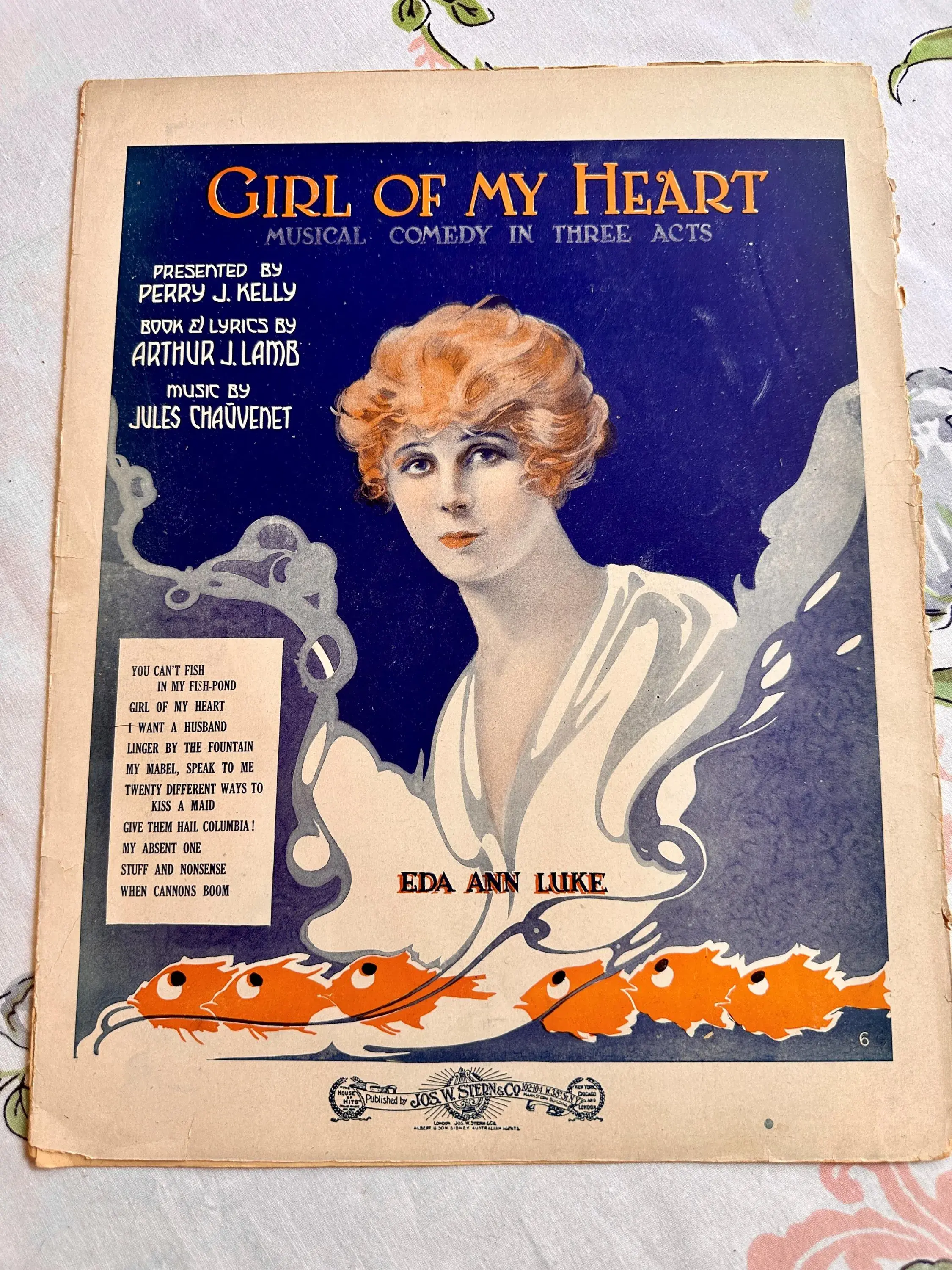 RARE Antique Sheet Music, 1918, Girl of My Heart, Don't fish in my pond! (EP-A05