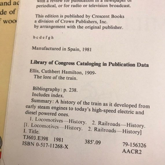 Thumbnail: Vintage Train Book, The Lore of the Train, 1981 by C. Hamilton Ellis