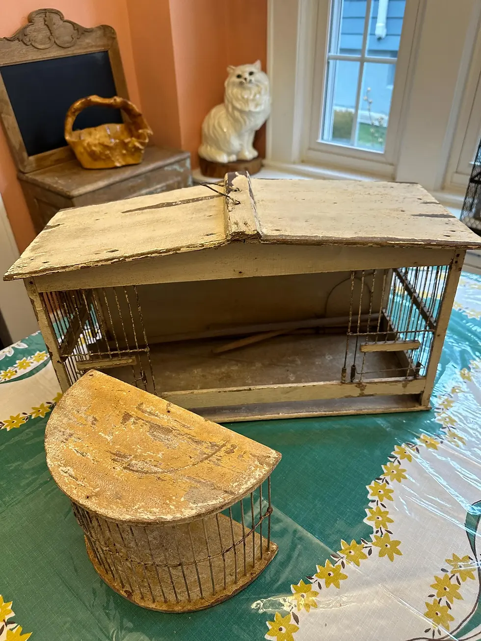 Thumbnail: Primitive Birdcage, Antique Bird Carrier, Handmade, Country Decor (OD-A063)