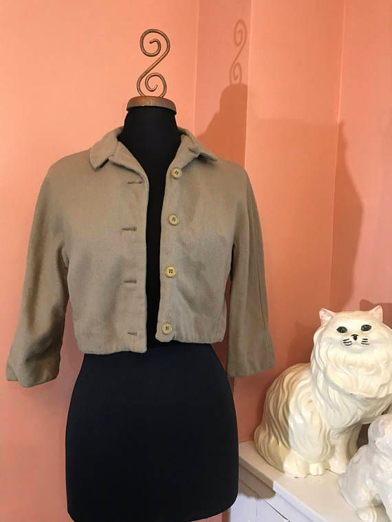 Vintage Jacket, 60s Blazer, Cropped Coat, 60s Jacket, Cropped Wool Jacket