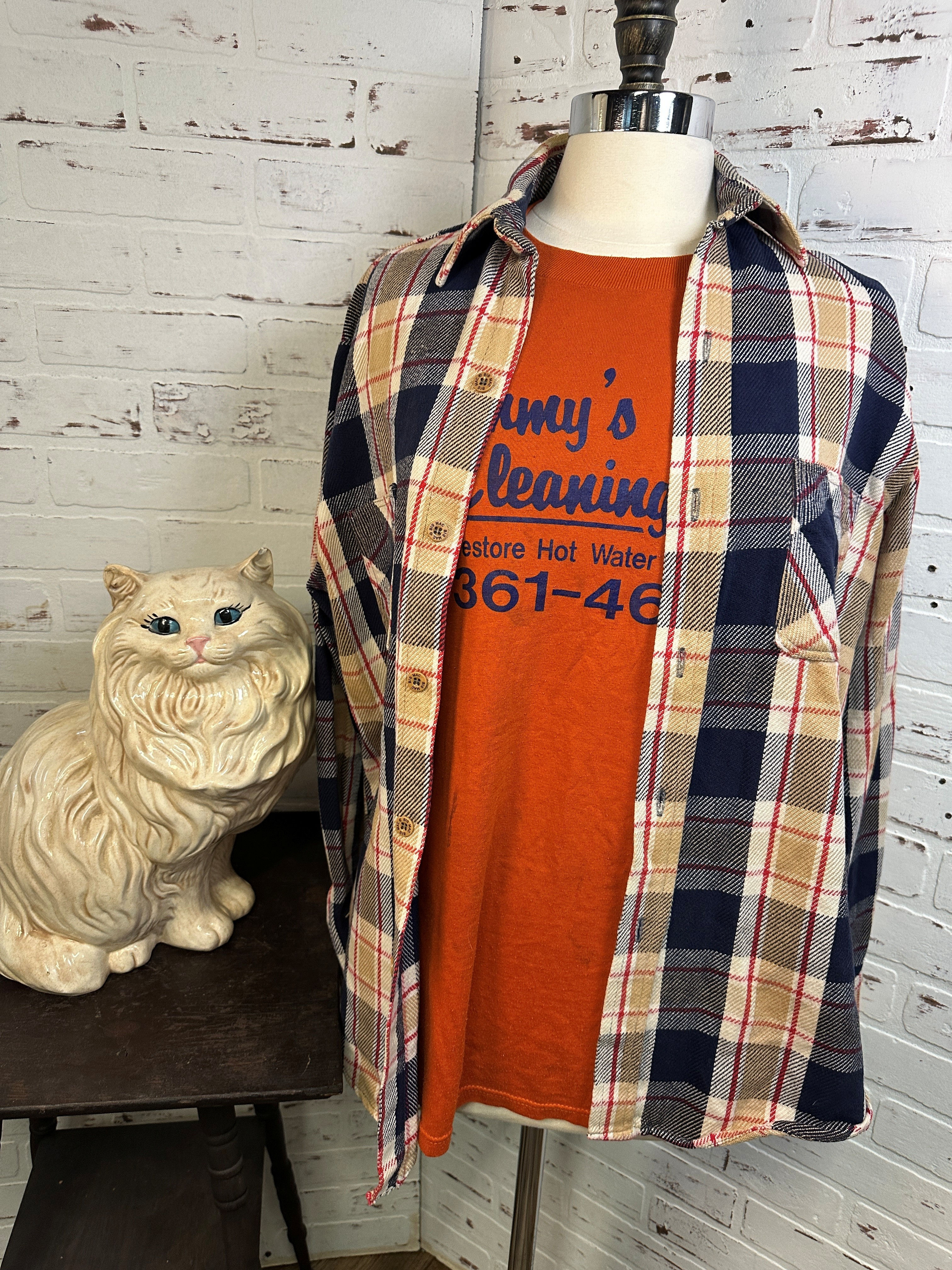 Vintage 70s-80s Plaid Flannel Shirt, Heavy Big Mac by JC Penney, Medium Tall