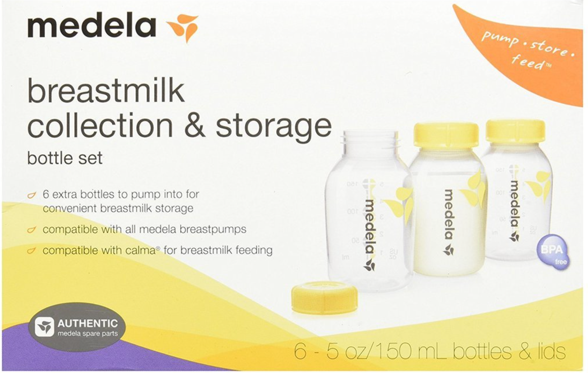 Medela Breast Milk Collection And Storage Bottles Set, 5 Ounce, 6 Count