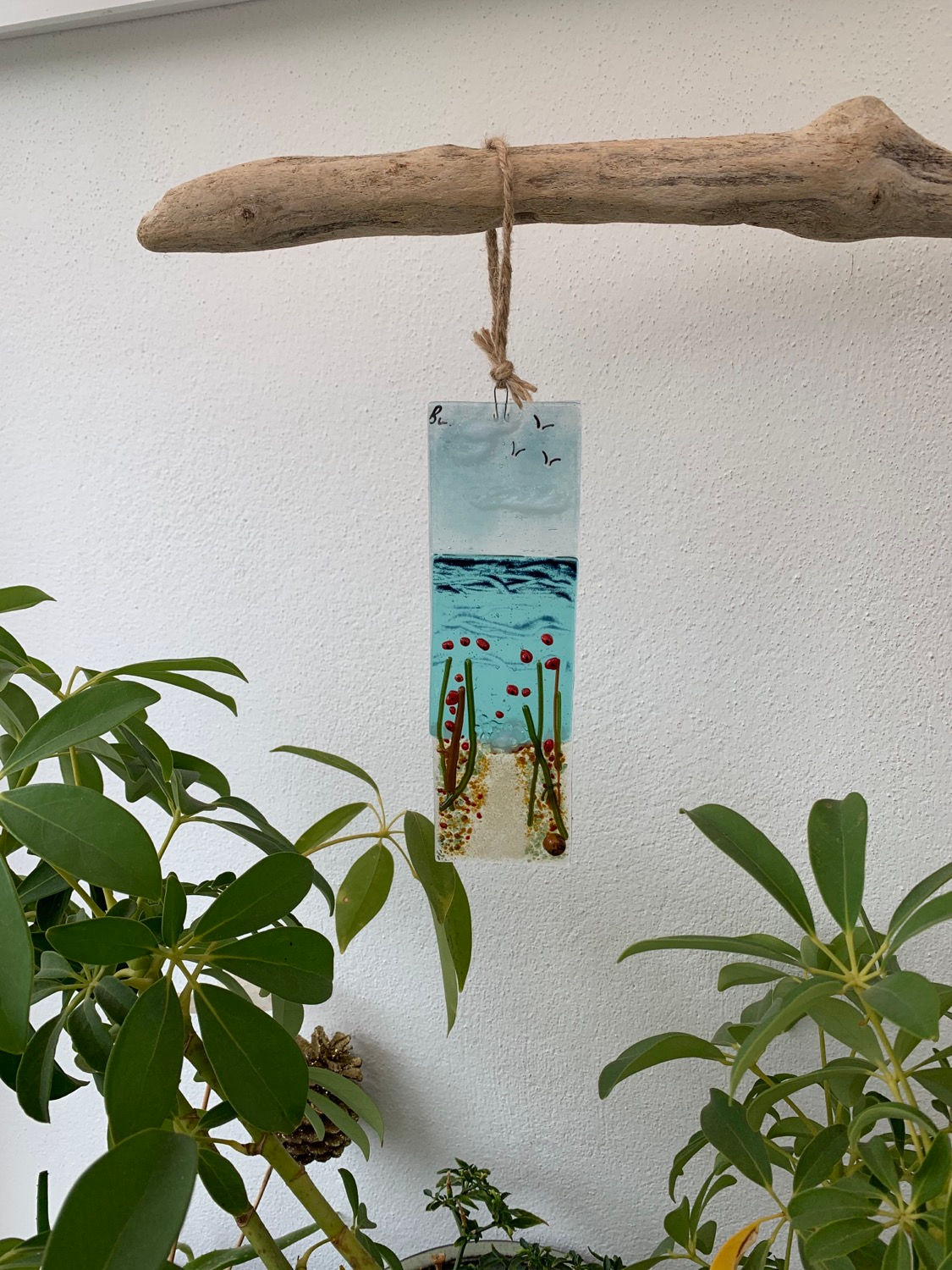 Poppy beach scene large sun catcher