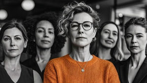 group of women in black and white