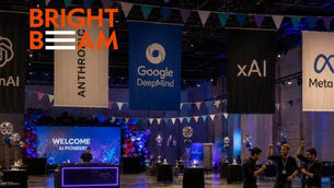 Exhibition stands for various AI companies
