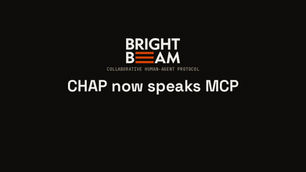 Black background with white text CHAP now speaks MCP