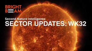 Realistic graphic of burning sun with text overlay Sector Updates: WK32
