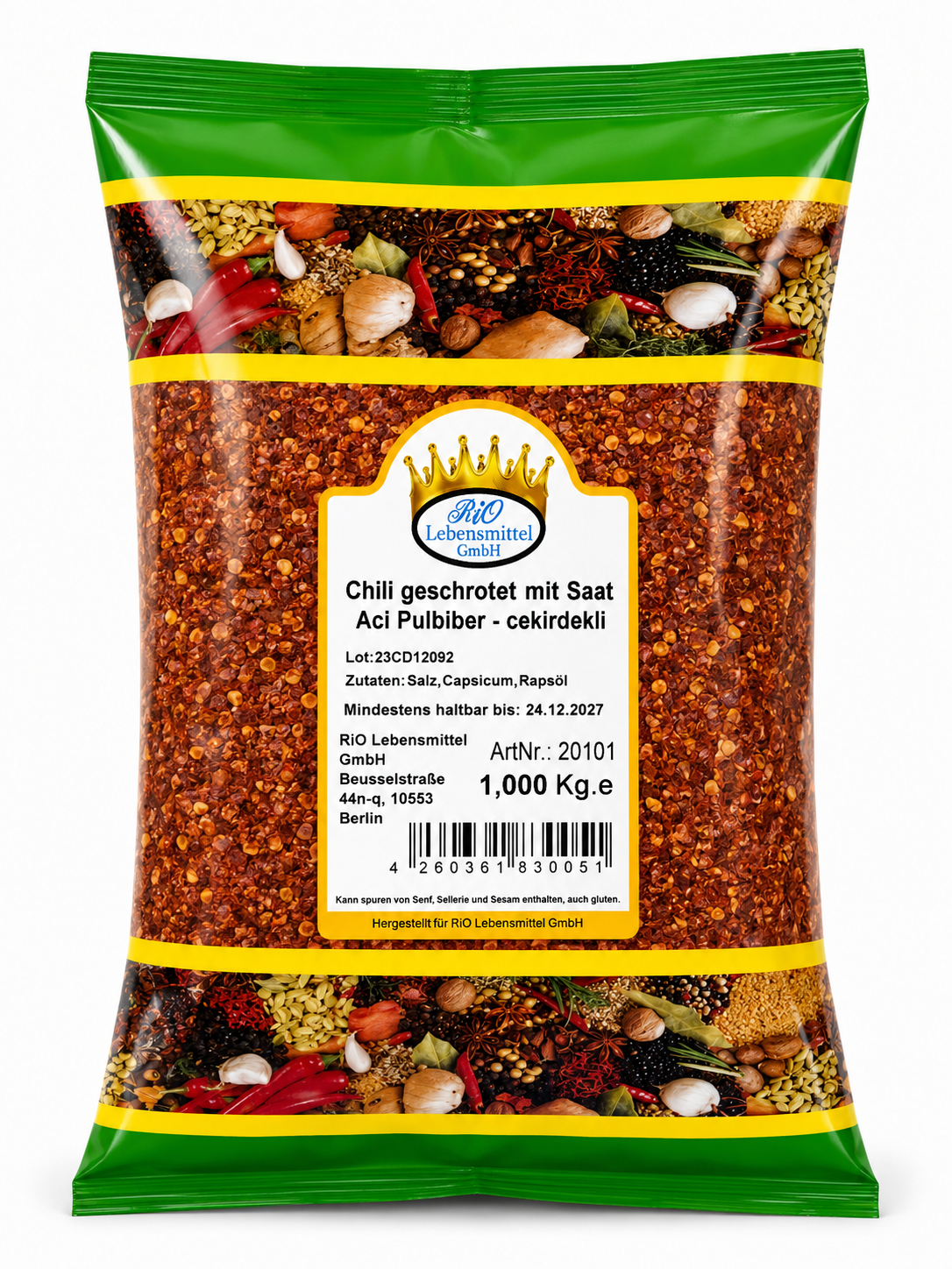 Chili geschrotet m. Saat 1kg
