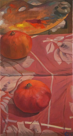 Still life with mirror and garnets