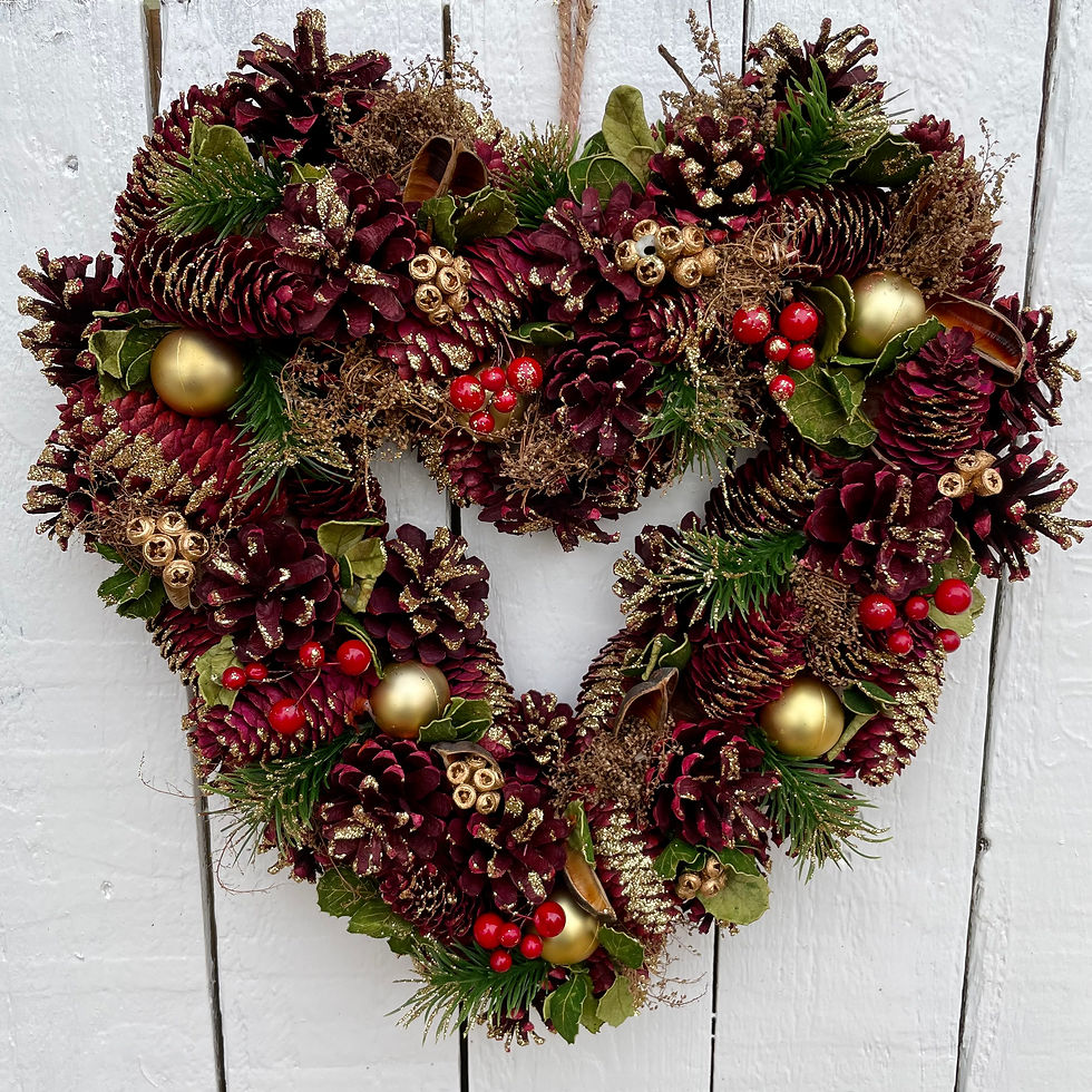 Heart Fir Gold Ball Wreath