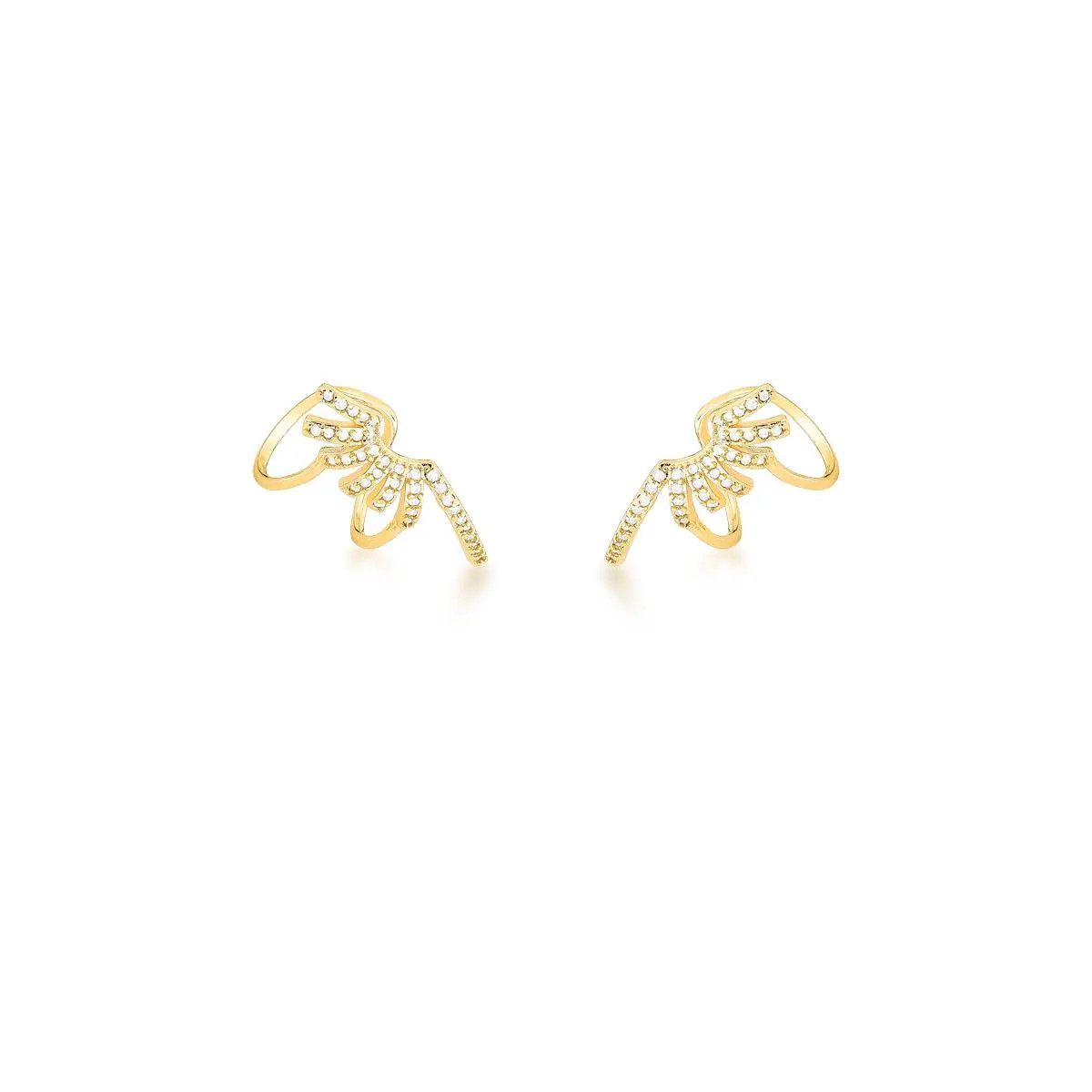 PIERCING DE ORELHA COM ZIRCÔNIAS BAGUETES BANHADO A OURO