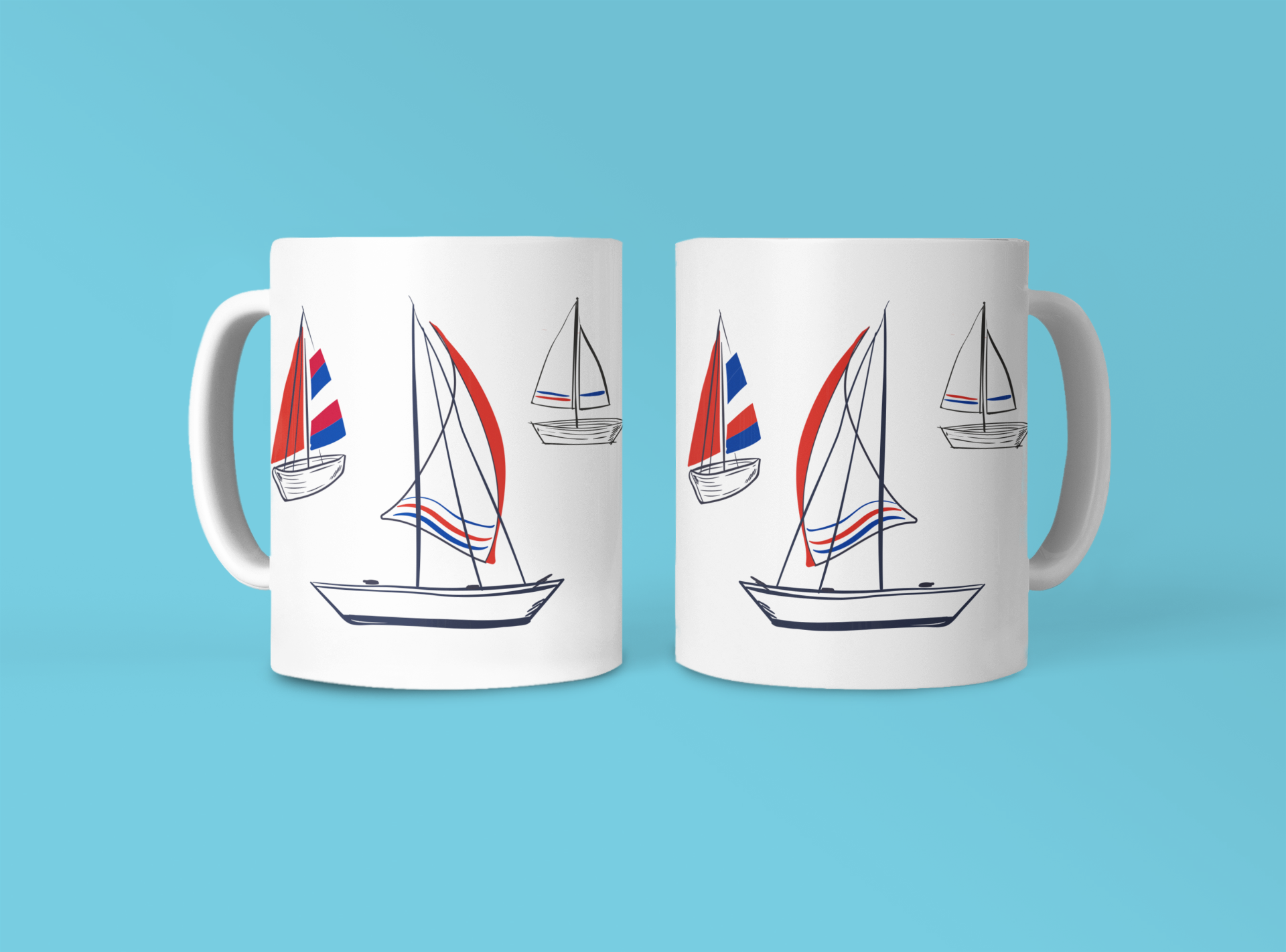 SAILING BOAT SKETCH MUG