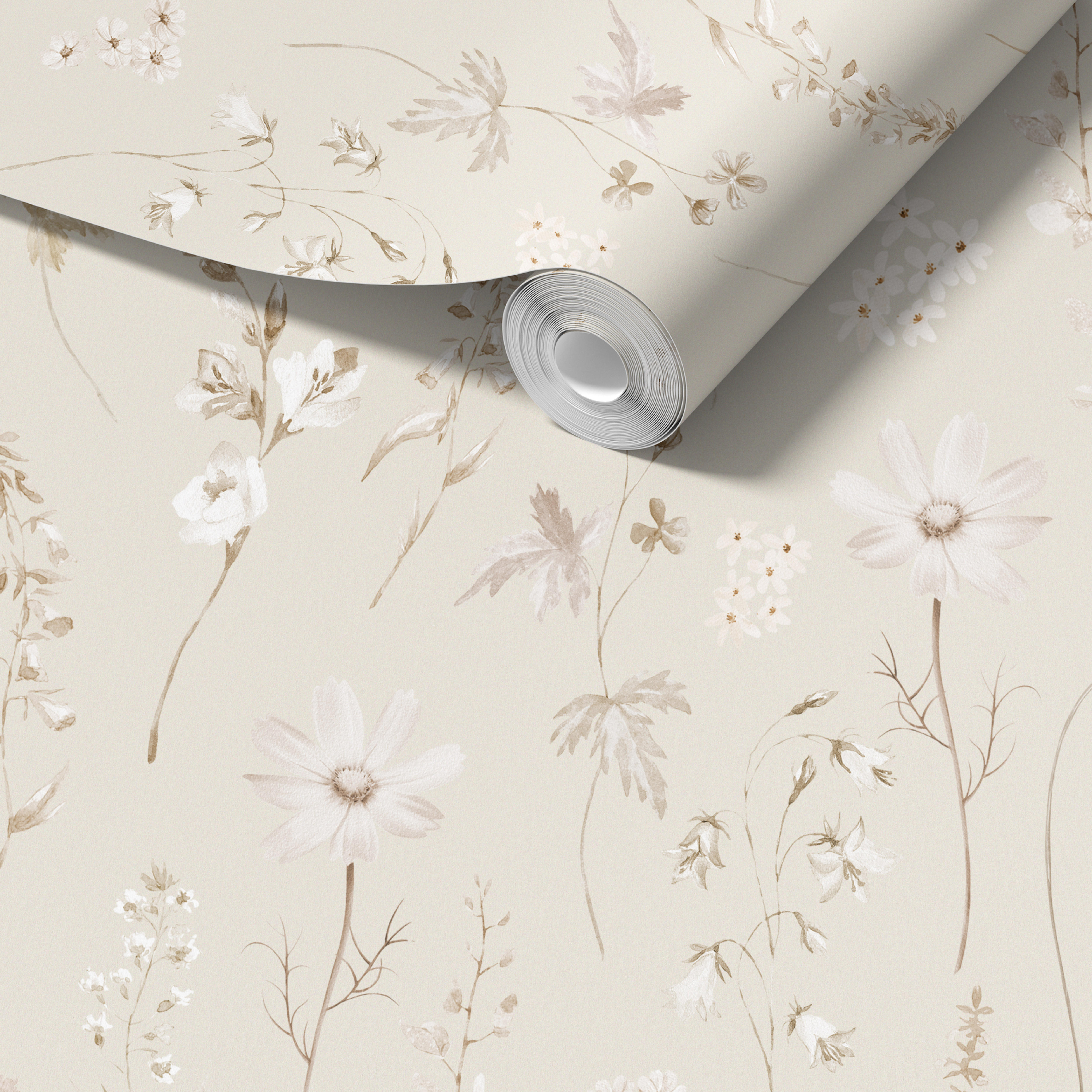 Monotone Late Summer Flowers - Cream
