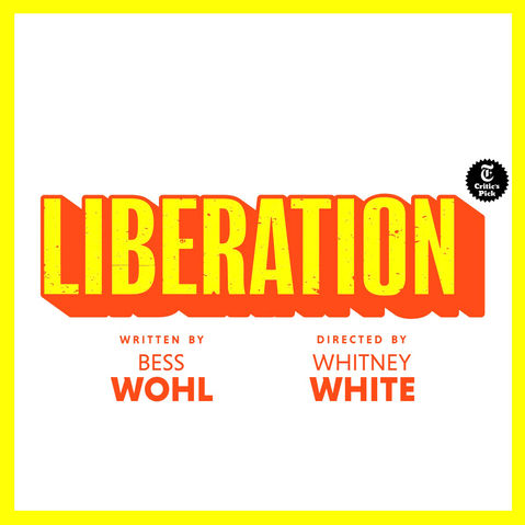 yellow frame around the word liberation in yellow and orange on a white background
