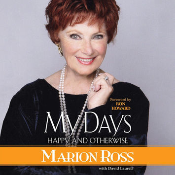 book cover design for marion ross's 'My Days:
Happy and Otherwise' produced by Mosaic Audio