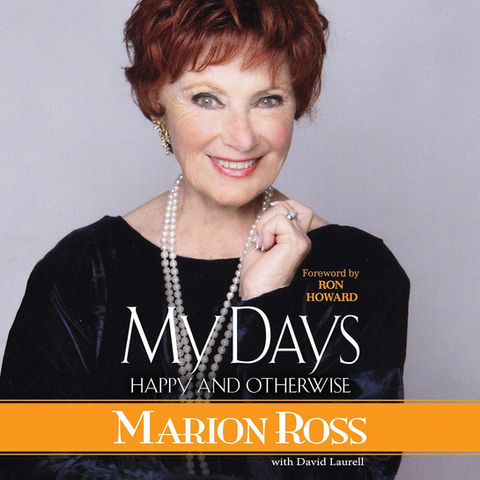 book cover design for marion ross's 'My Days:
Happy and Otherwise' produced by Mosaic Audio