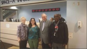 From left to right: Ann Caddell Crawford; Stacy L. Daubert, Passenger Service Supervisor; Roy Crawford Sr.; and Frederick J. Robinson, Director Passenger Service Division. Photos provided by the Crawfords. 