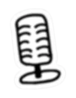 Black and white illustration of a podcast microfon