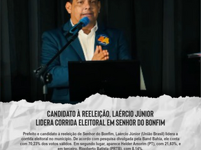 Candidato à reeleição, Laércio Júnior lidera corrida eleitoral em Senhor do Bonfim
