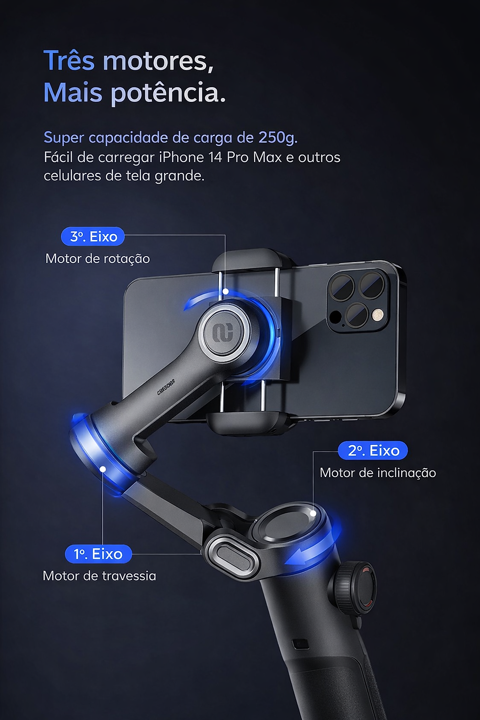 Miniatura: Estabilizador gimbal portátil de 3 eixos SmartXE para smartphone 
