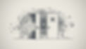 Stylized image of chained doors and locked panels, with abstract shapes floating nearby and a large “X” symbol marking one section.