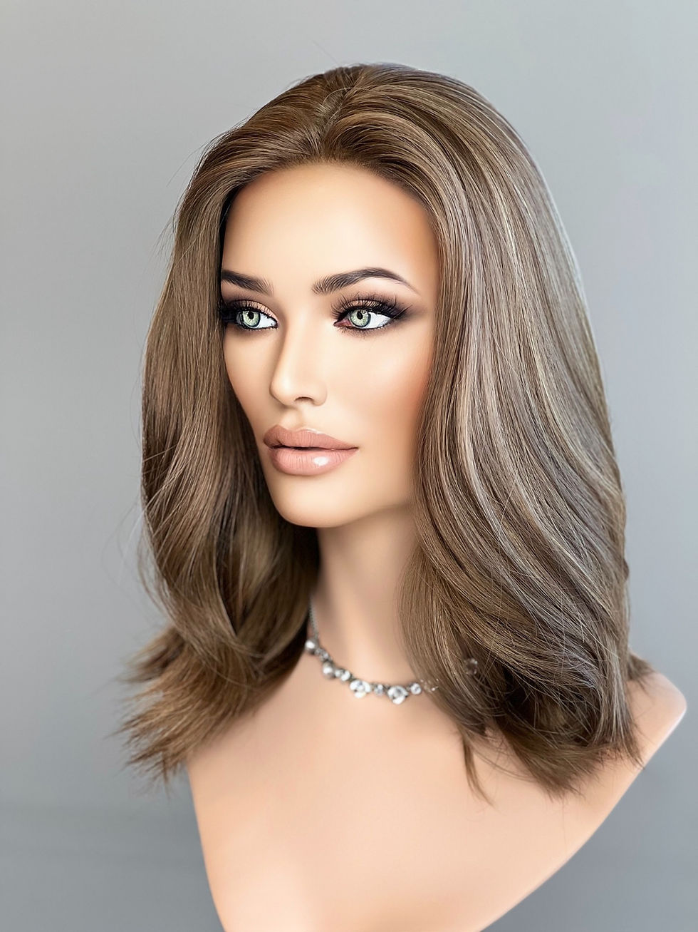 Thumbnail: W1225 Mckenna Premium Human Hair Silk Top Wig 17-18”