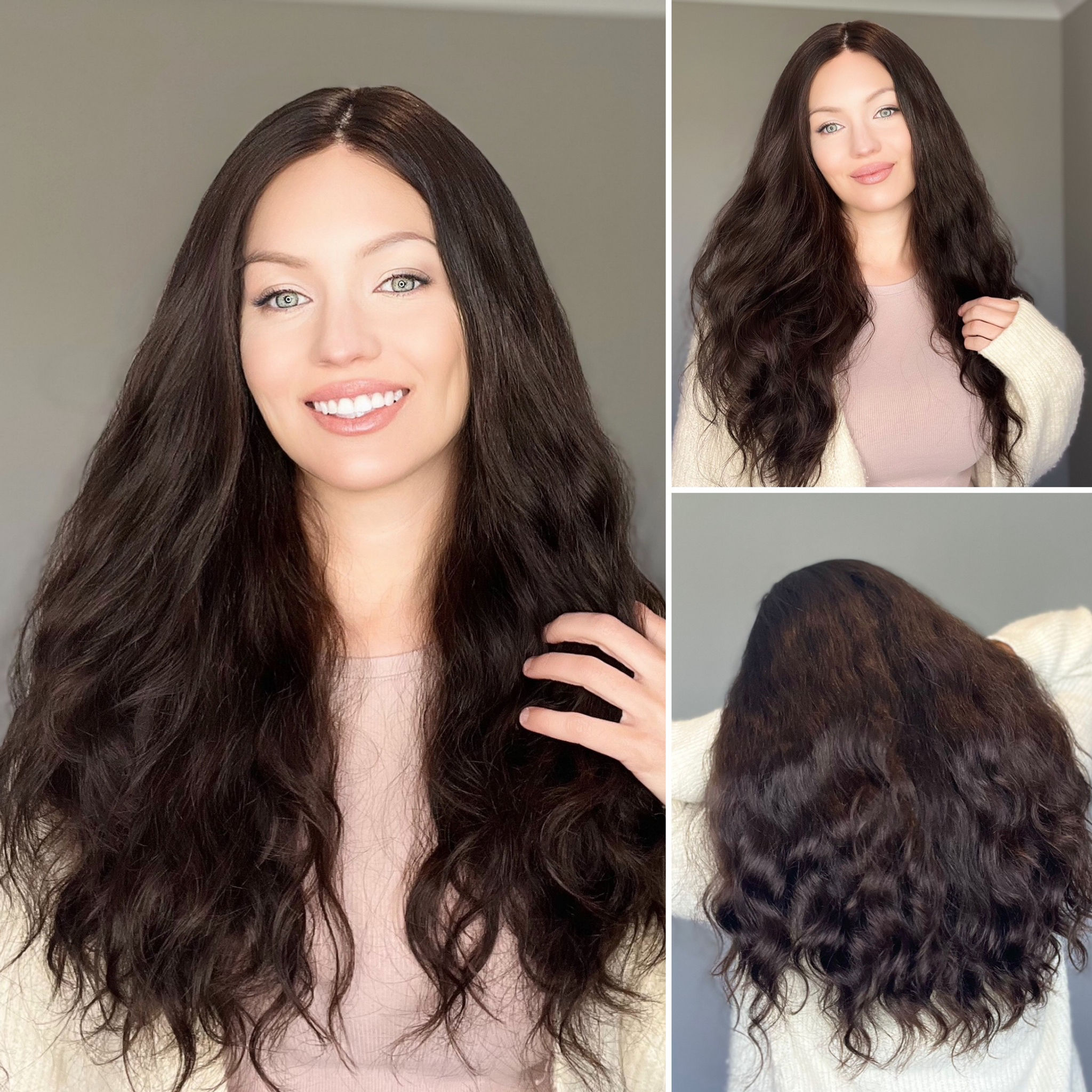 W1200 Mckenna Virgin Wavy European Human Hair Silk Top Wig 23-24”