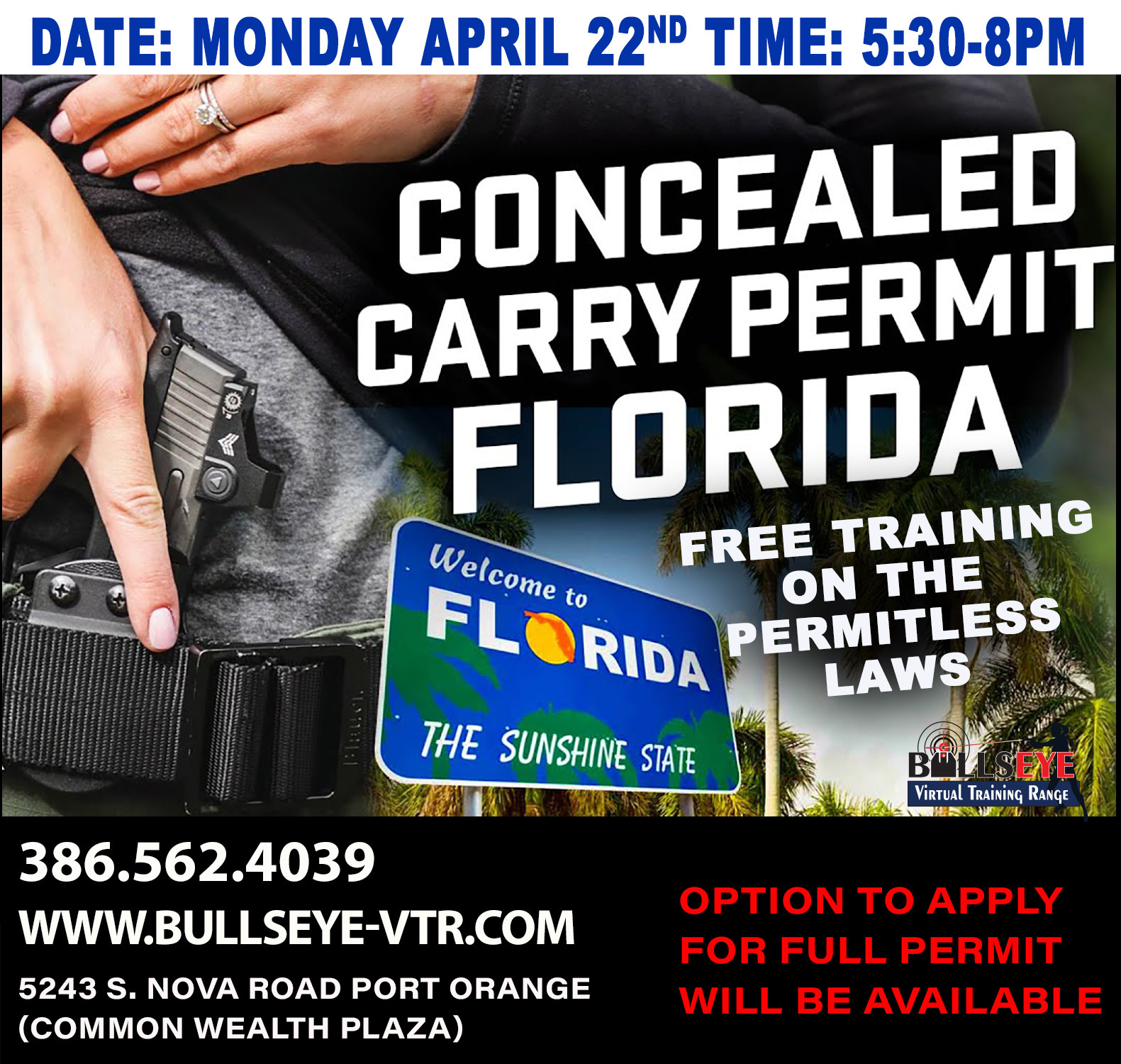 FREE Permitless Carry Class Bullseye Training
