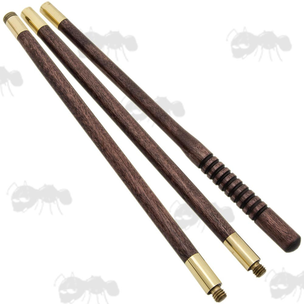 Three piece wooden cleaning rod