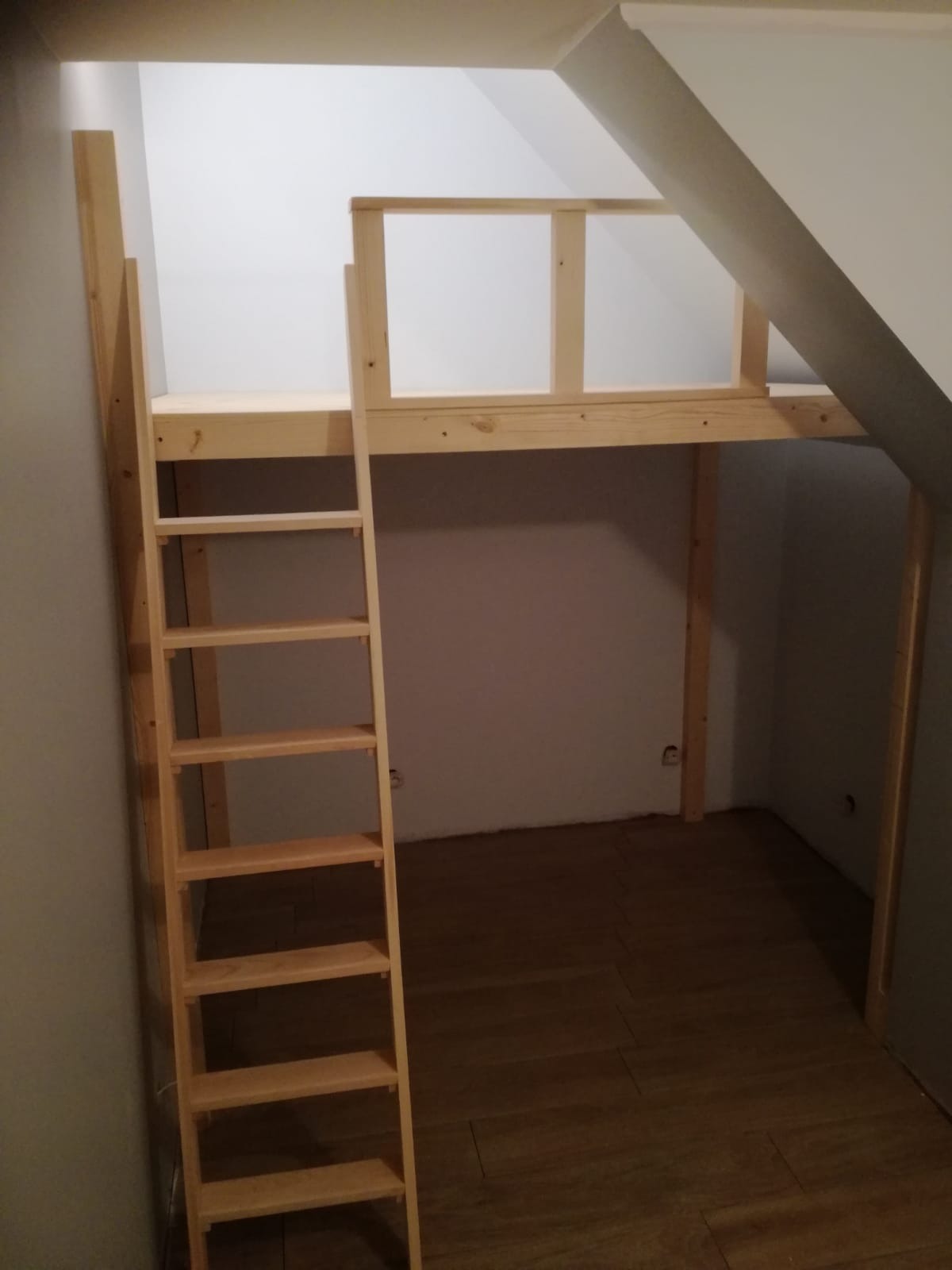 Lit Mezzanine En Bois Beige - 2 Places (160x200) Avec Espace Pour Second Lit 90x200